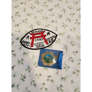 VINTAGE RUGBY PATCH OKINAWA JAPAN 1980 CHARM COLLECTIBLE